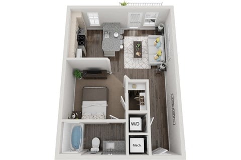 Floor plan for studio, 1 bath, 574 sqft